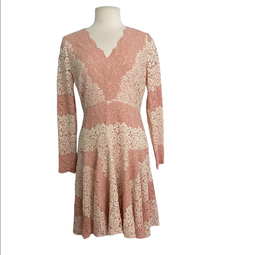 Antonio Melani pink lace long sleeve dress sz-10